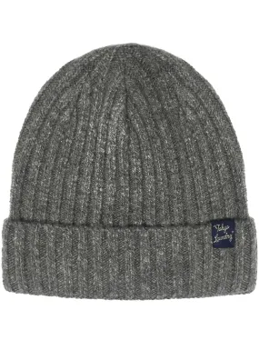 Men's Bronn Wool Blend Ribbed Beanie Hat in Mid Grey Marl - Tokyo Laundry