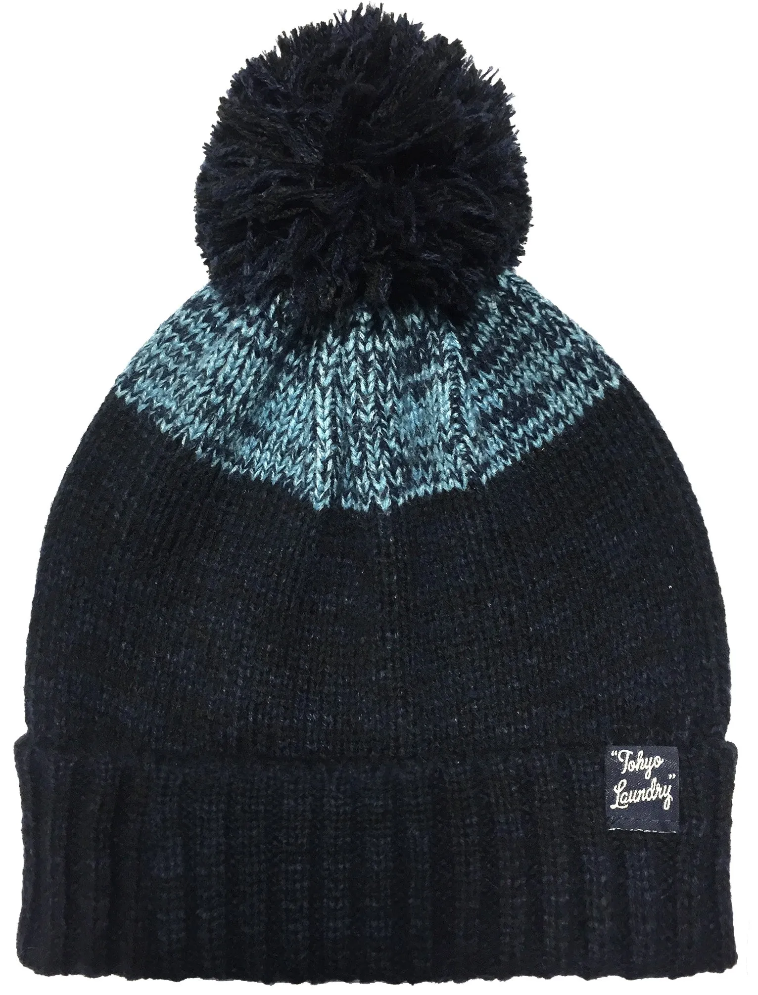 Men's Mormont Colour Block Knitted Bobble Hat in Navy - Tokyo Laundry