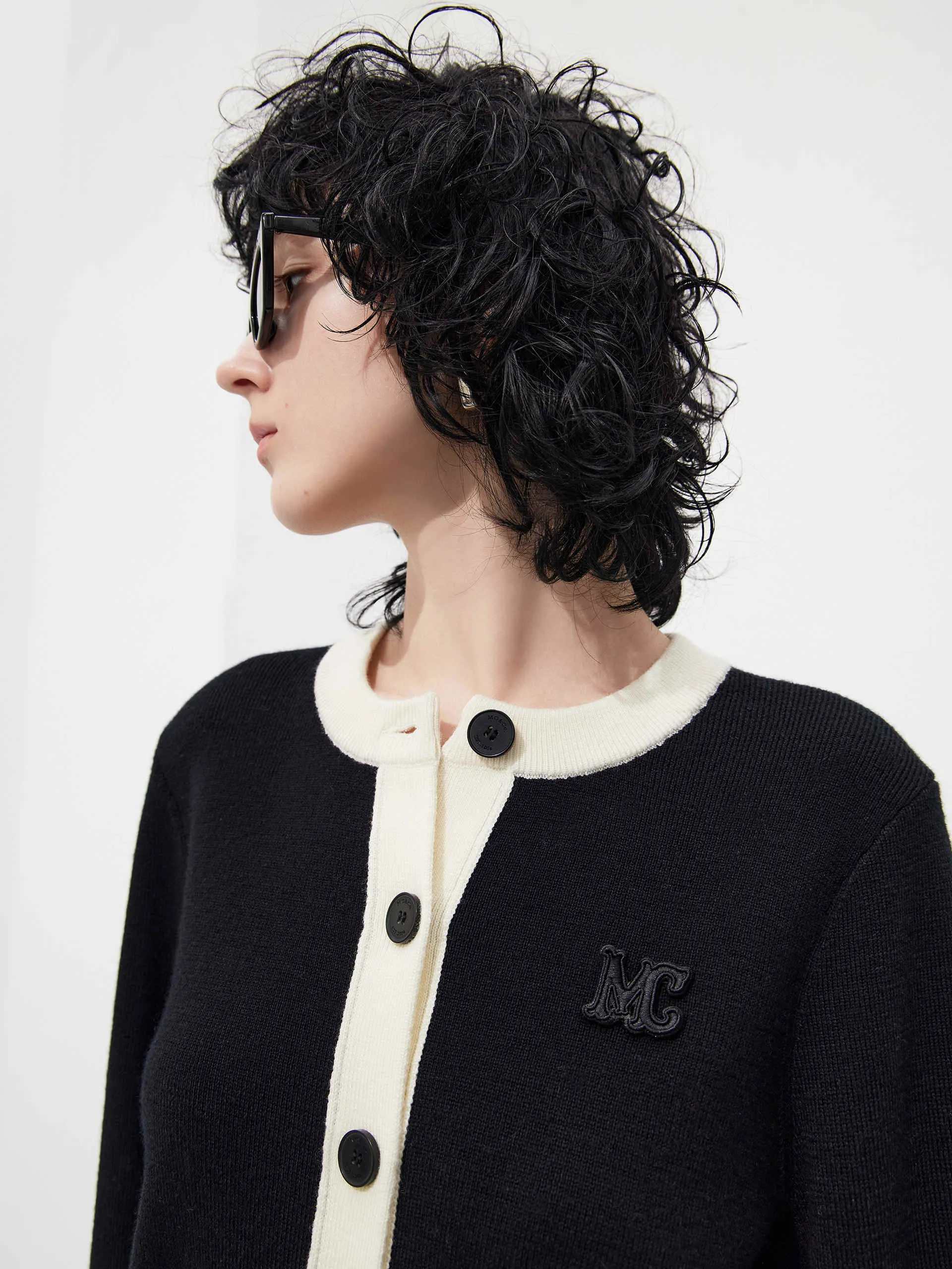 Merino Wool Contrast Cardigan