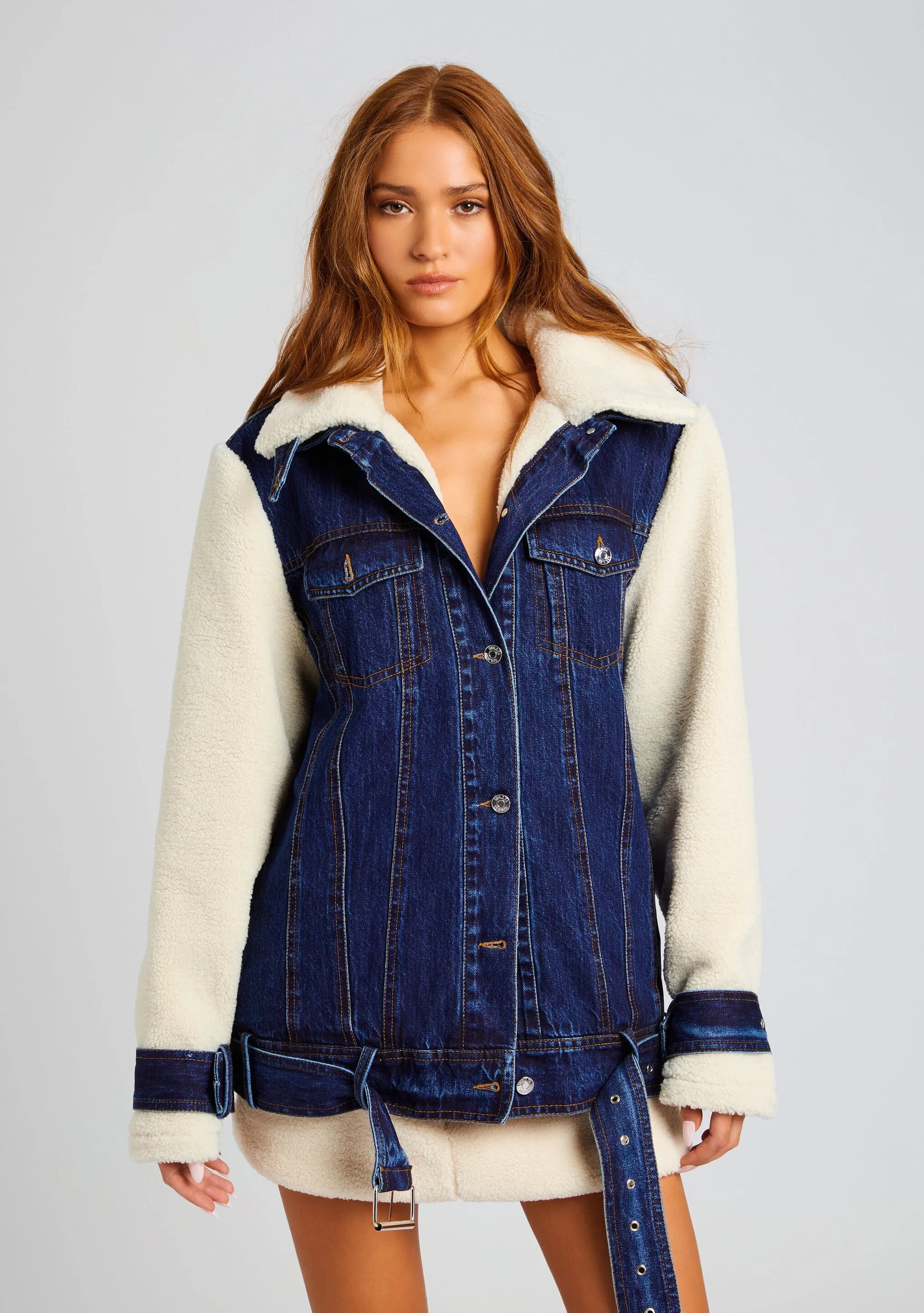 Mink Teddy Denim Jacket