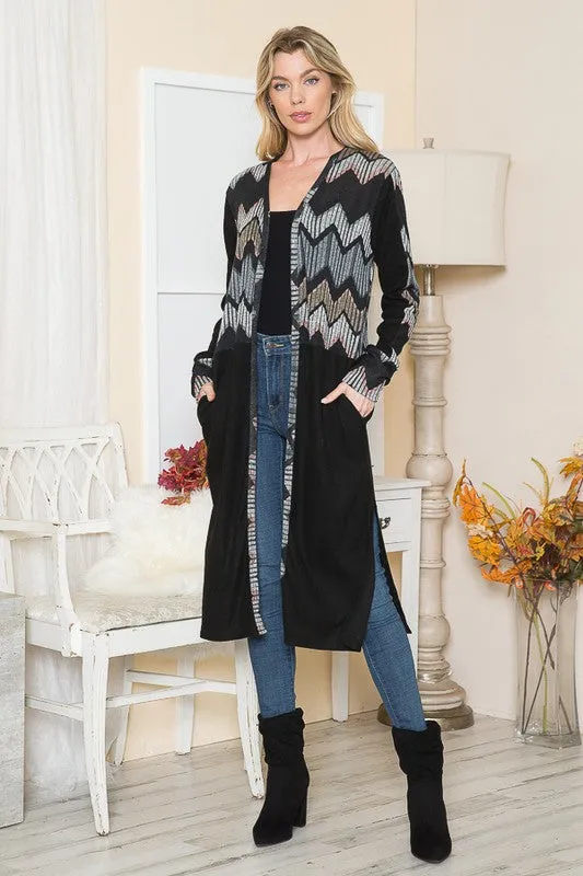 Mixed Media Maxi Cardigan