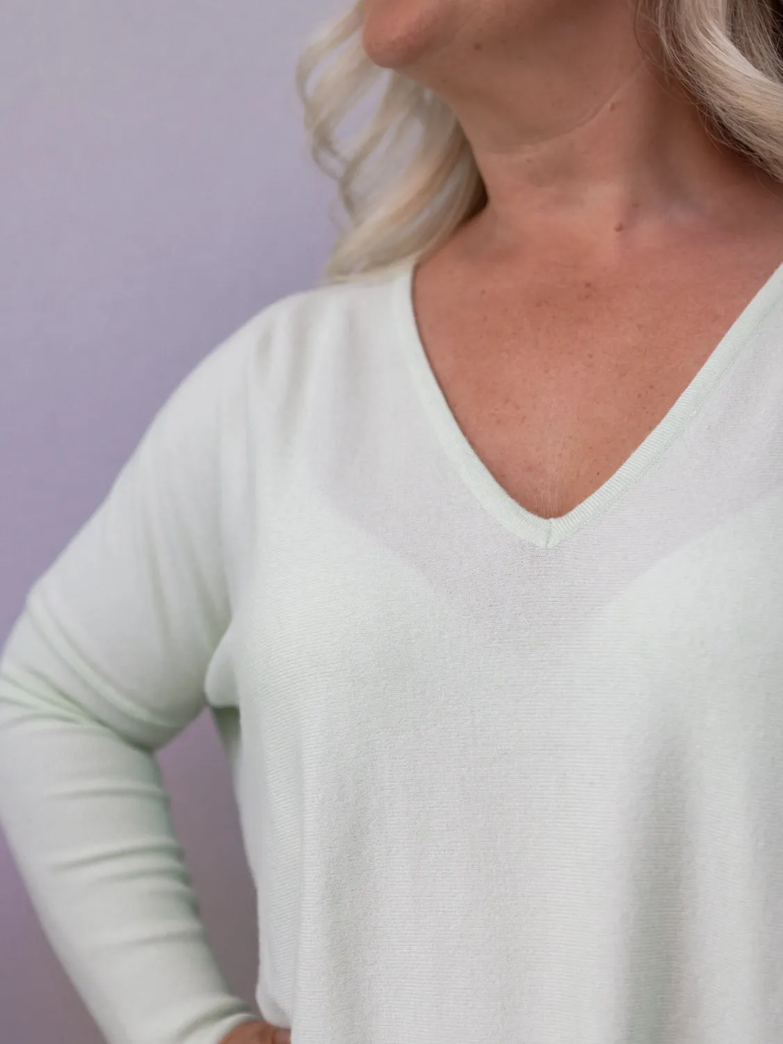 Nadia V Neck Knit - Mint