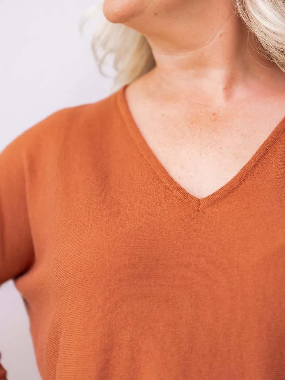 Nadia V Neck Knit - Tan