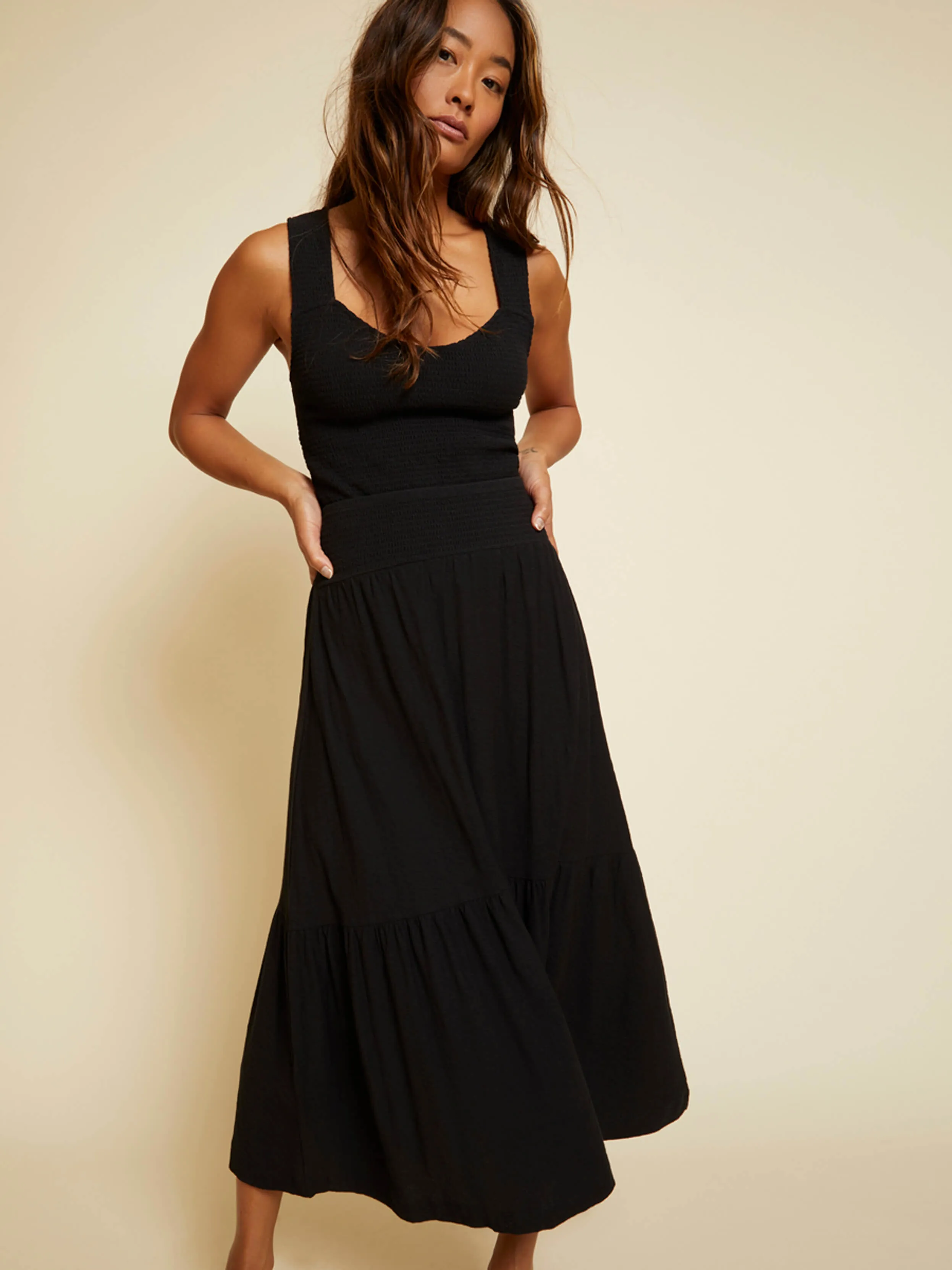 Nation LTD - Yasmine Midi Skirt in Jet Black