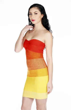 Naughty Grl Ambre Bodycon Bandage Dress - Orange Multi