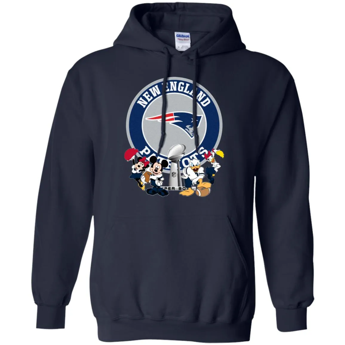 Nfl – New England Patriots Super Bowl 2019 Mickey Mouse Minnie Mouse Donald Duck Daisy Duck Football Pullover Hoodie Sweatshirt