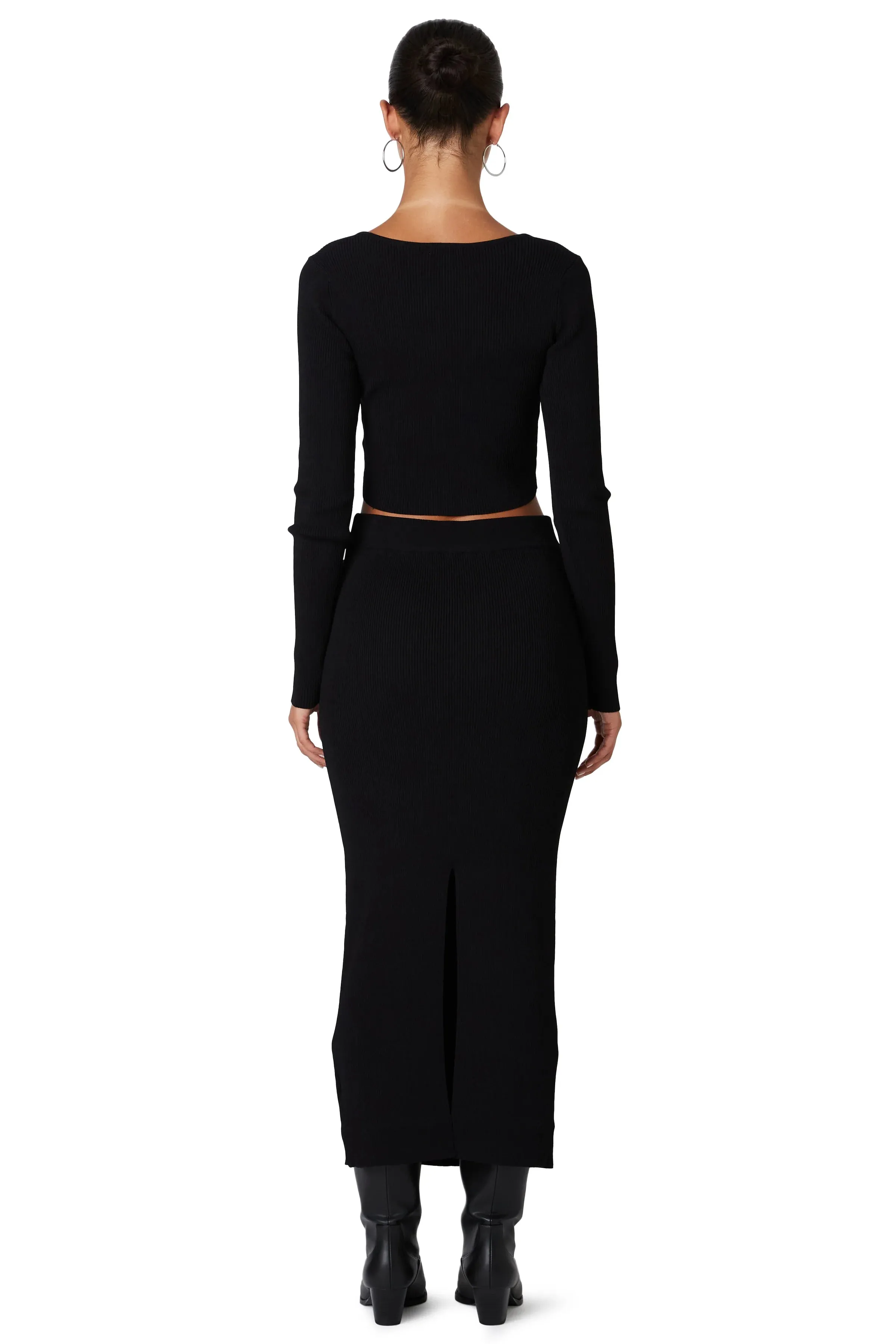 NIA THE BRAND - PARIS KNIT MIDI SKIRT BLACK