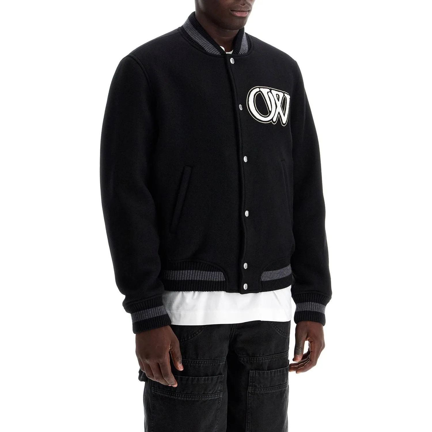 Off-White embroidered lettering varsity