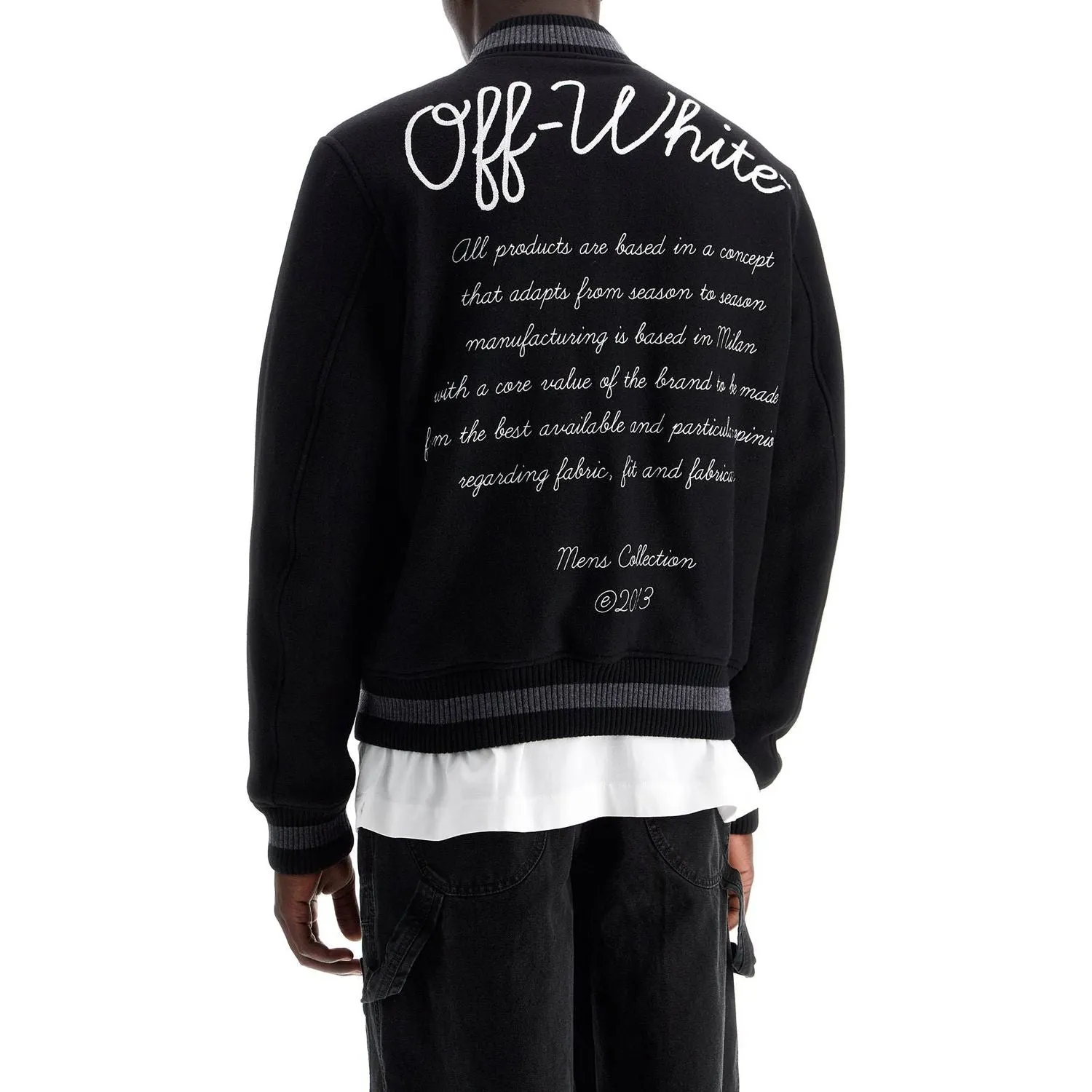 Off-White embroidered lettering varsity