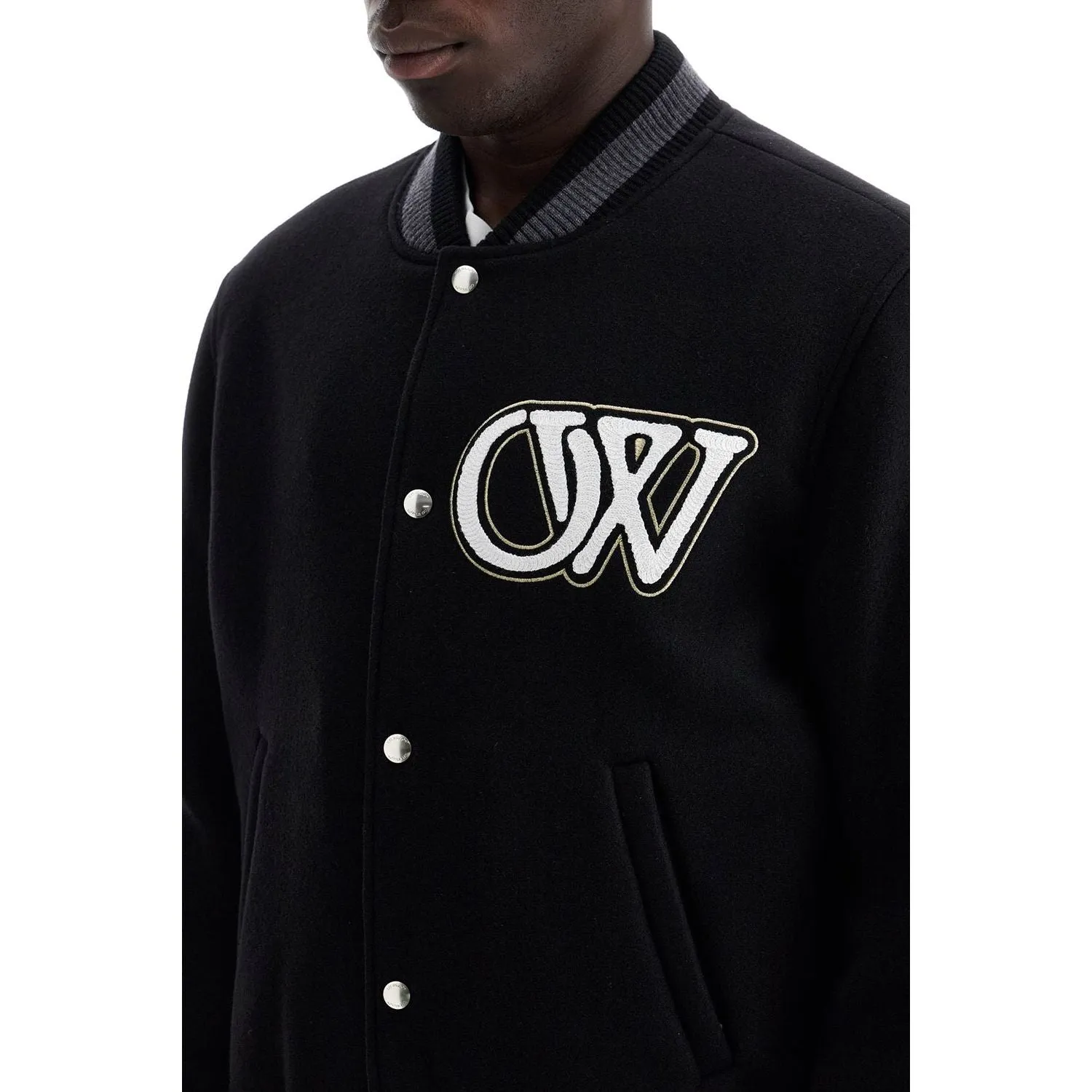 Off-White embroidered lettering varsity