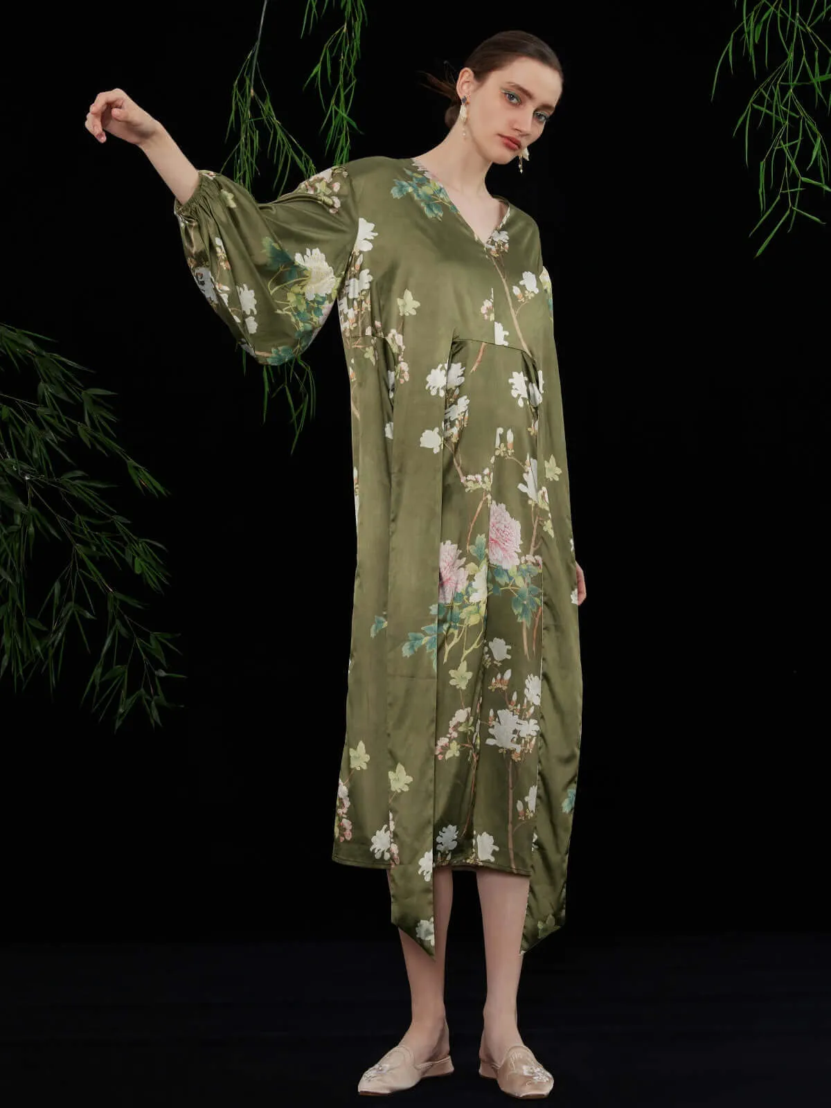 Oriental Floral Lantern Dress