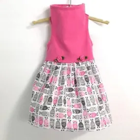 Pink Top with Owl Print Skirt Dress