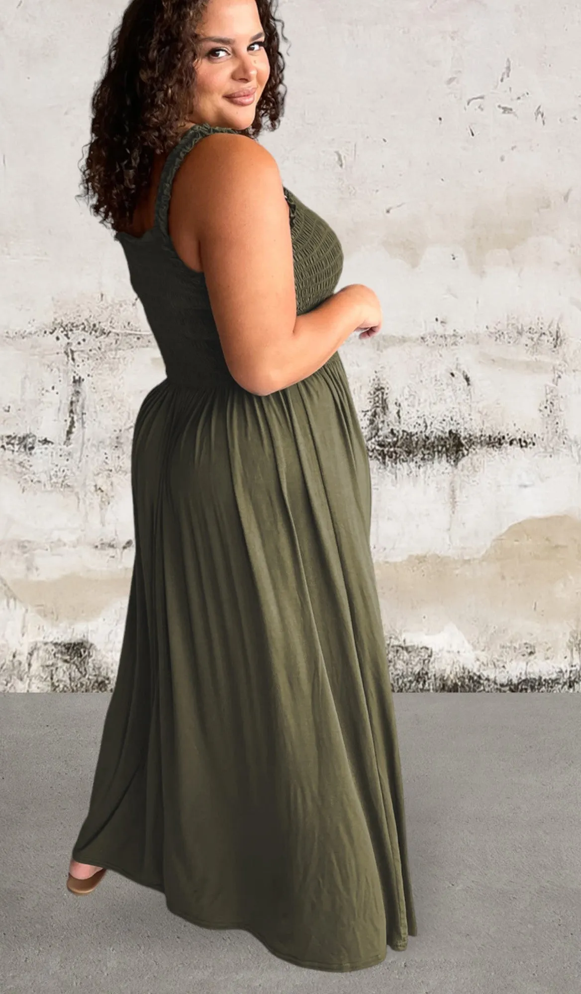 Plus Size Green Sleeveless Maxi Dress