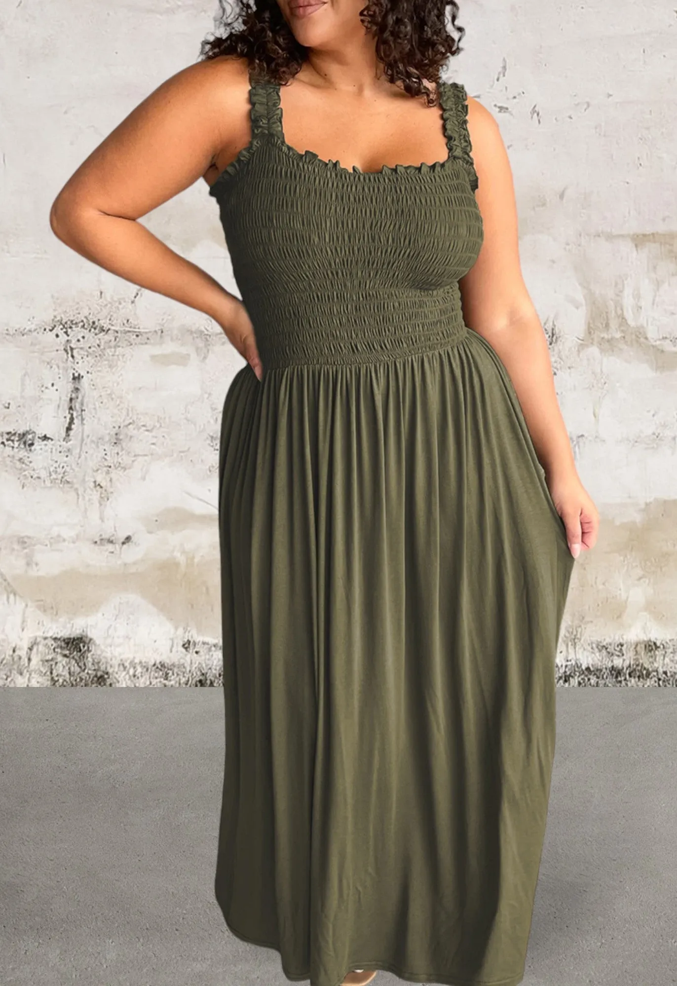 Plus Size Green Sleeveless Maxi Dress