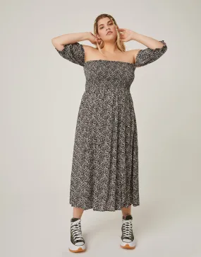 Plus Size Off-The-Shoulder Midi Dress