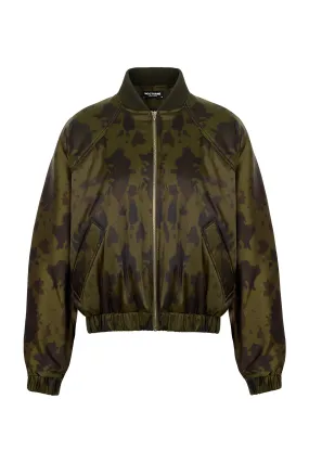 Printed Satin Bomber Jacket