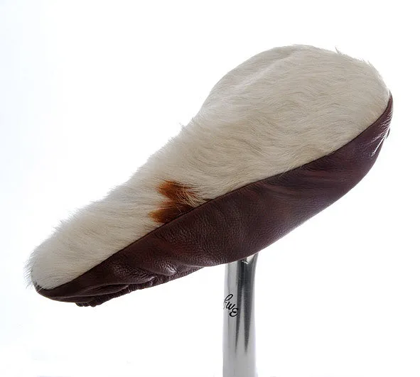 Puccini Luxury Saddle Cover - Orange Leather & Cow Hide