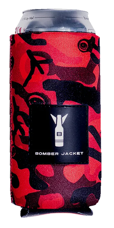 Red Camo 👀❤️✌️️ 16 oz Drink Coozie - Bomber Jacket