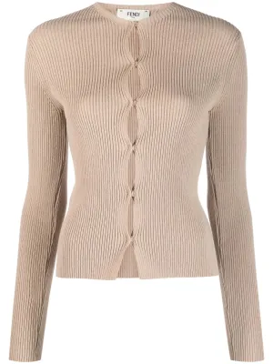 ribbed-knit cotton-blend cardigan