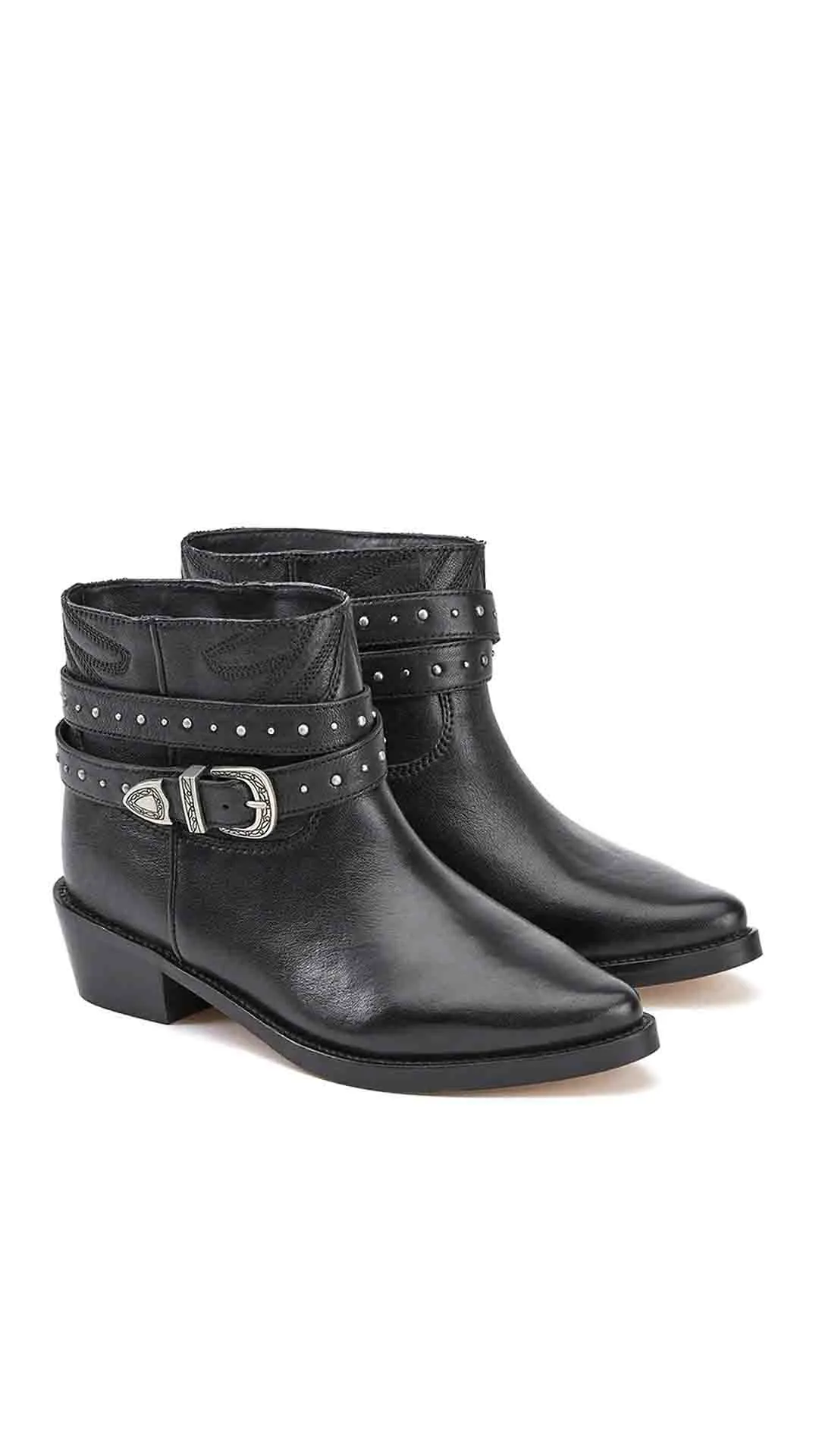 Saint Adrienne Embellished Strap Leather Ankle Boot