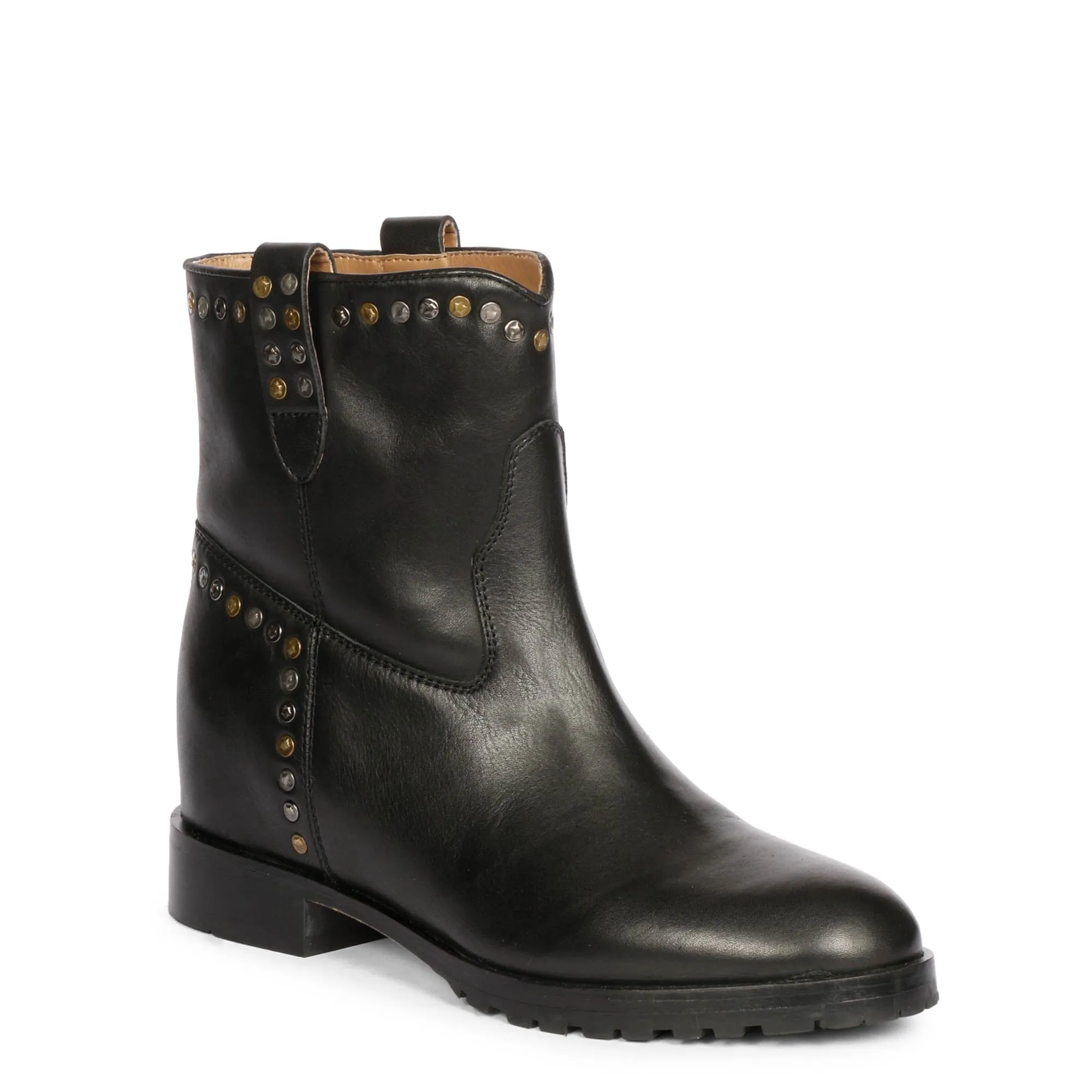 Saint Noemi Black Leather Ankle Boots