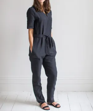 SAMPLE SALE<br>Black Linen Jumpsuit<br>Size 16