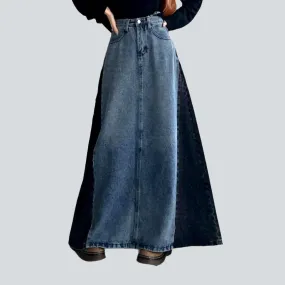 Sanded long denim skirt
 for ladies