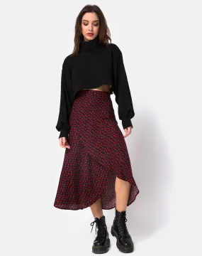 Satha Skirt in Dotty Rose Black