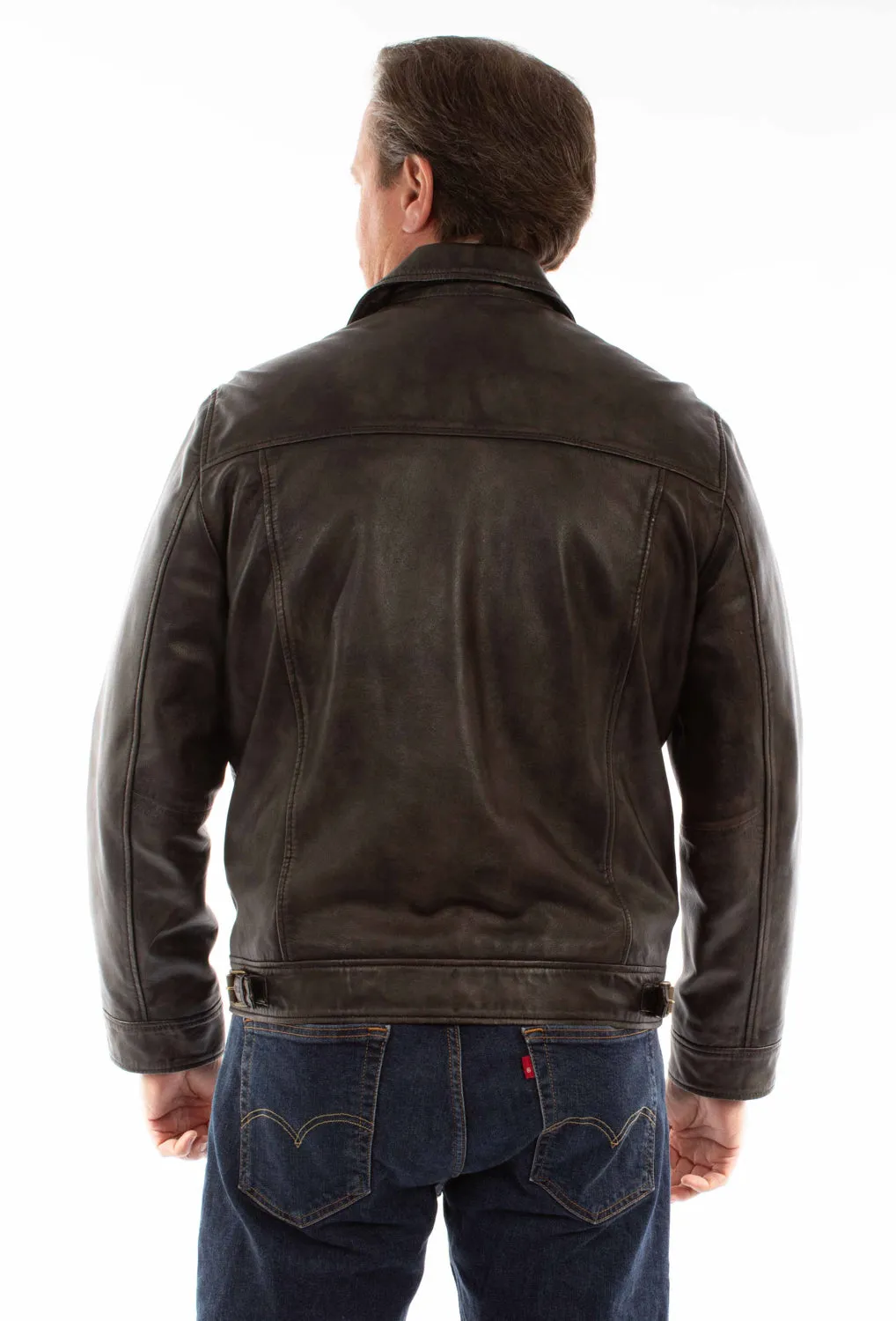 Scully Mens Full Zip Bomber Black Leather Leather Jacket