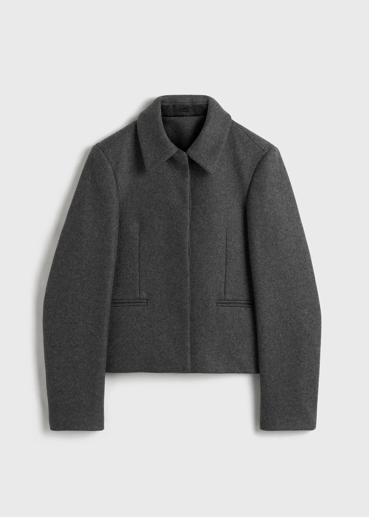 Shearling collar jacket mid grey melange