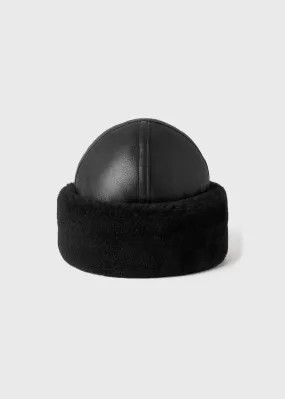 Shearling winter hat black