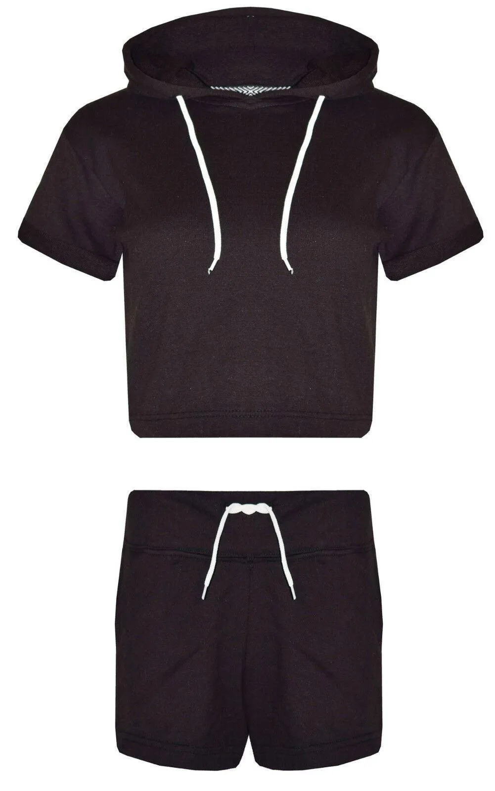 Short Sleeve Hooded Top and Shorts Tracksuits Sets