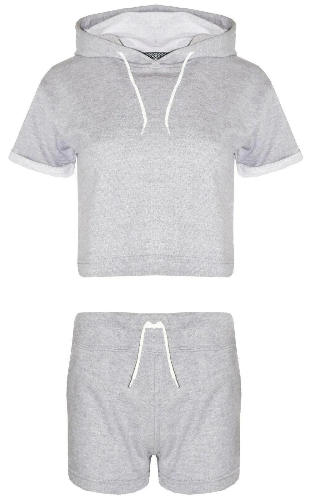 Short Sleeve Hooded Top and Shorts Tracksuits Sets