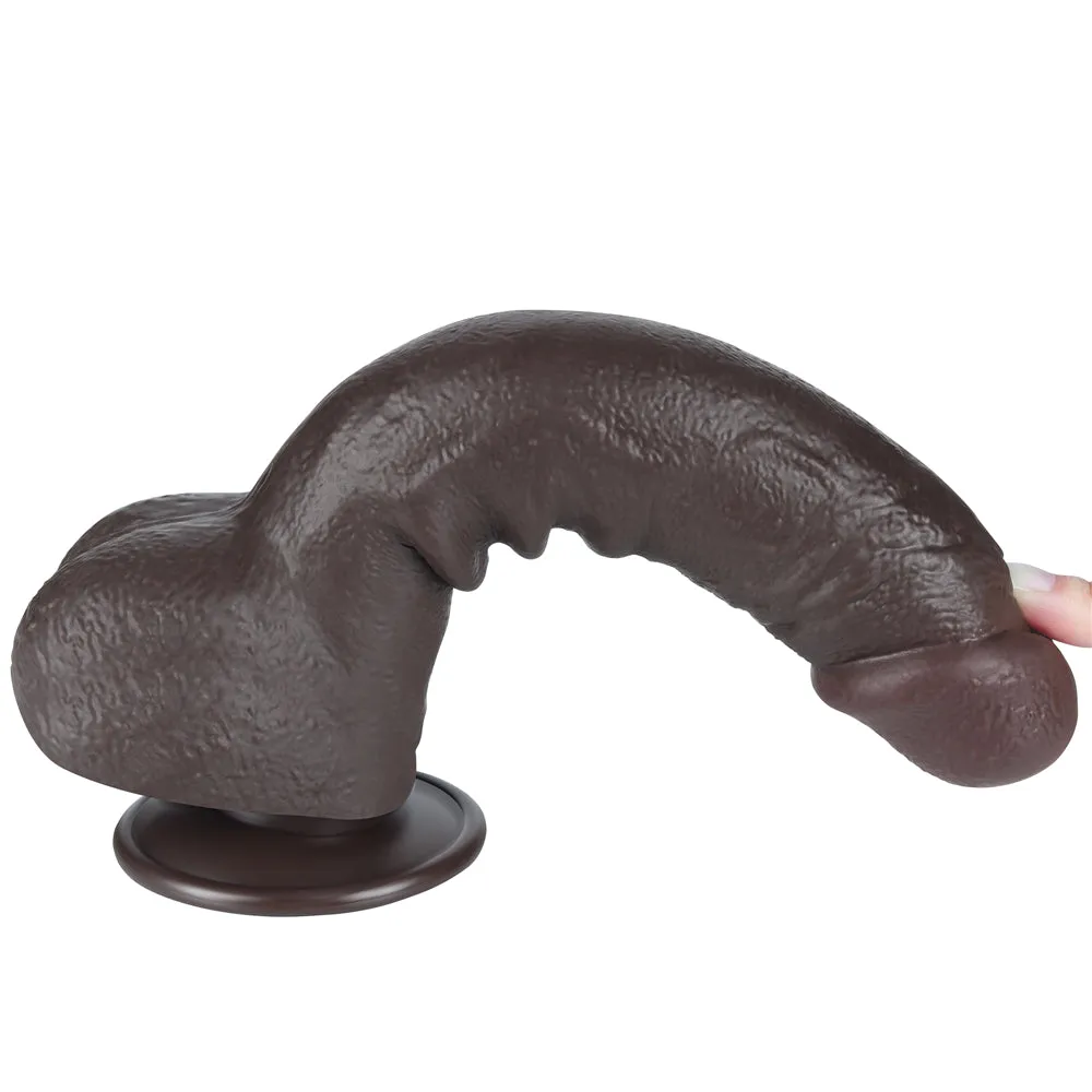 SLIDING-SKIN BLACK DILDO 24CM/9.5"