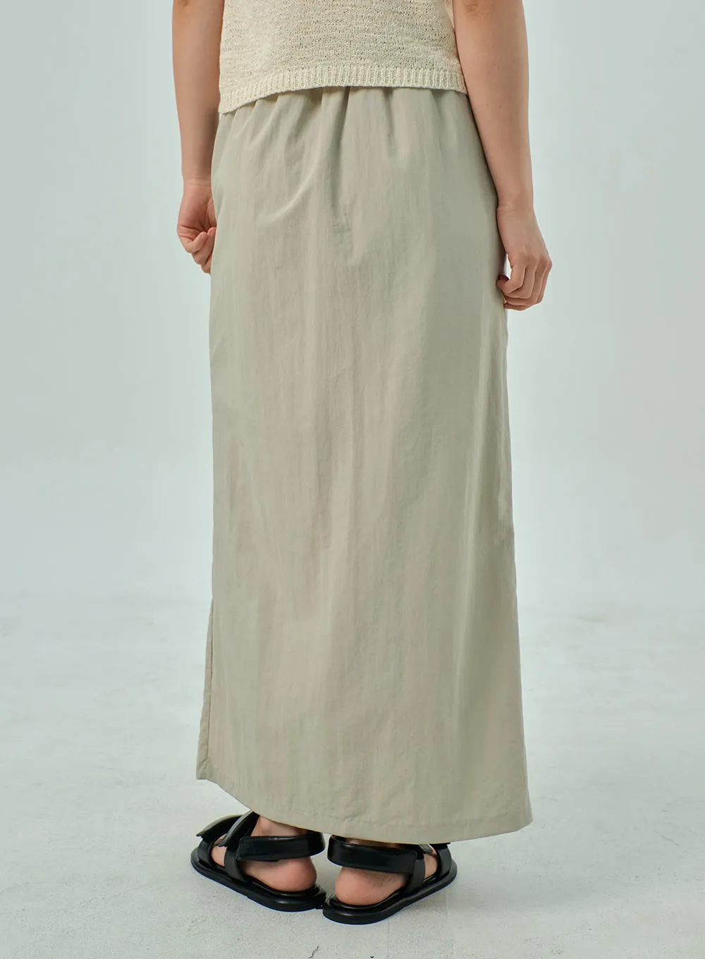 Slit Nylon Maxi Skirt OY310