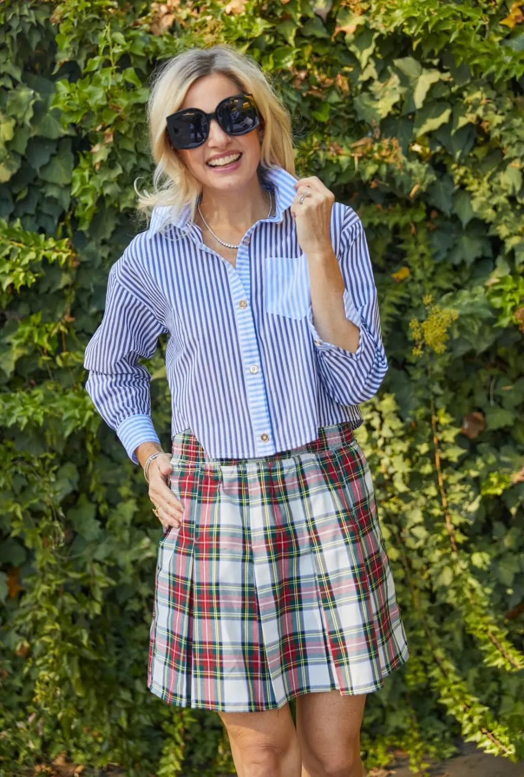 Smocked Waist MINI Skirt - Dress Stewart Plaid