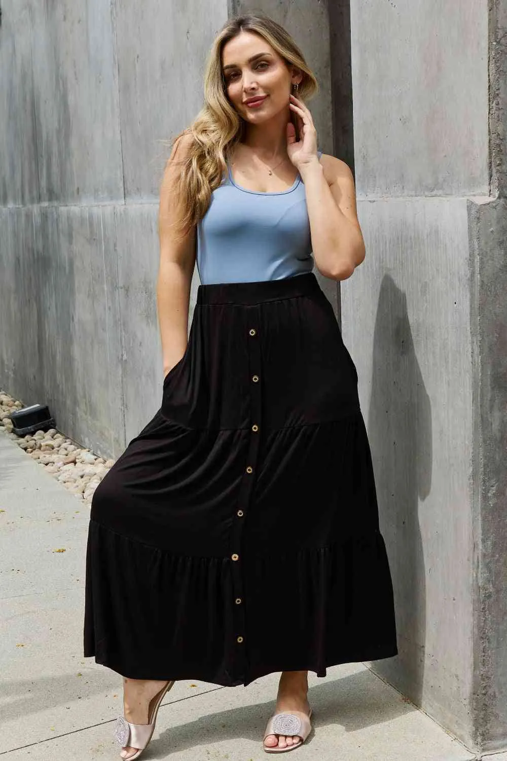 So Easy Full Size Solid Maxi Skirt