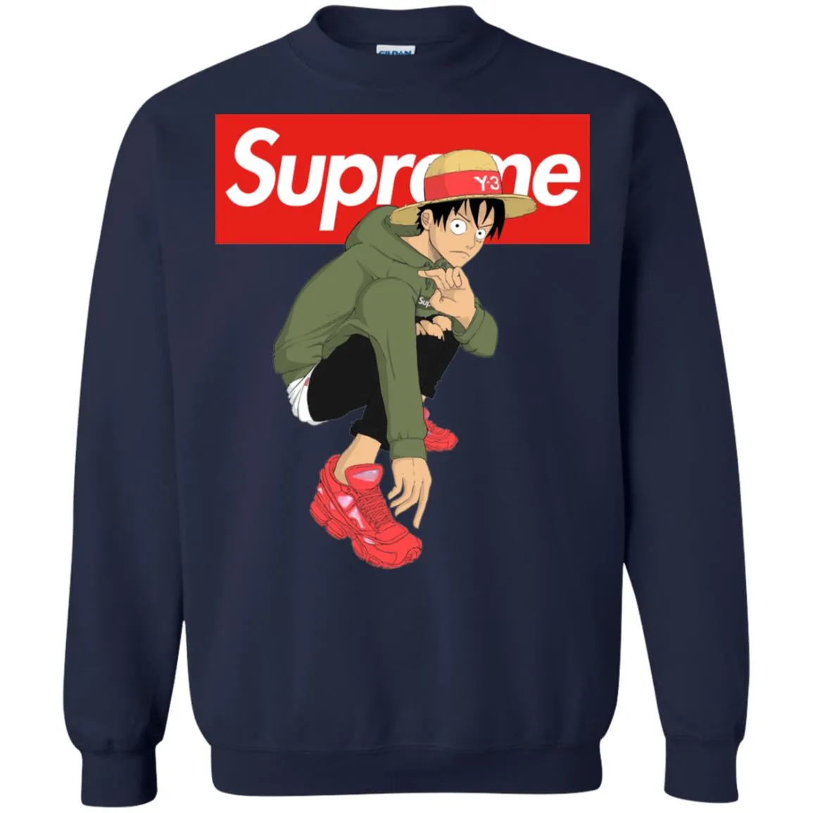 Supreme One Piece Y3 T-shirt Crewneck Pullover Sweatshirt