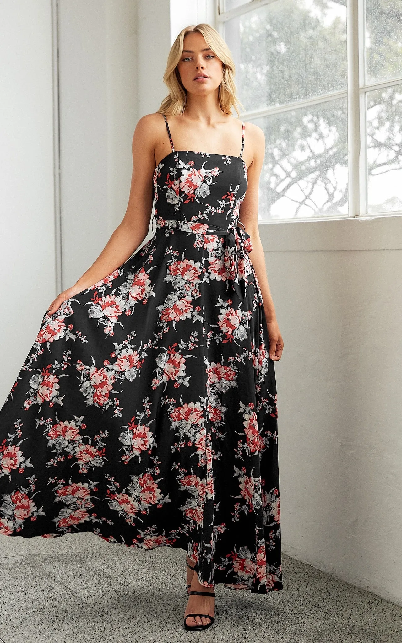 Tamra Maxi Dress - Black Floral