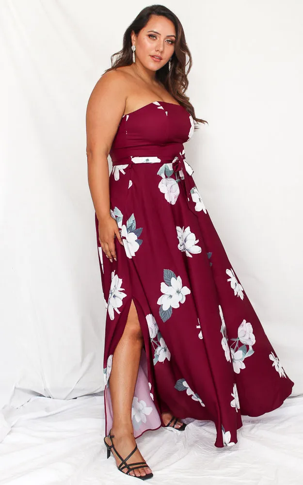 Tamra Maxi Dress - Burgundy Floral