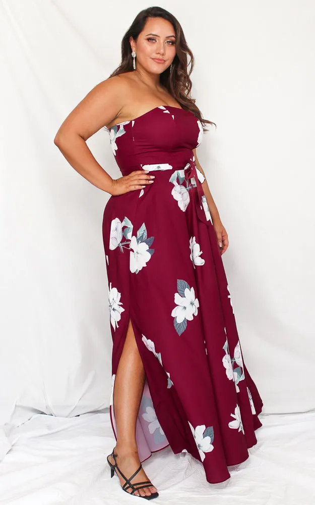 Tamra Maxi Dress - Burgundy Floral