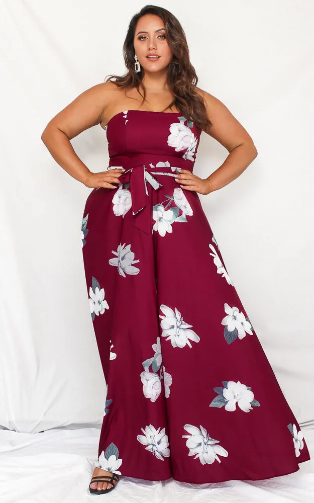 Tamra Maxi Dress - Burgundy Floral