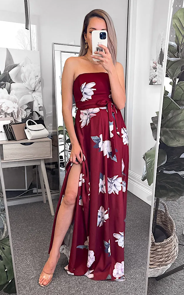 Tamra Maxi Dress - Burgundy Floral