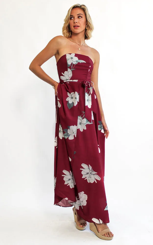 Tamra Maxi Dress - Burgundy Floral