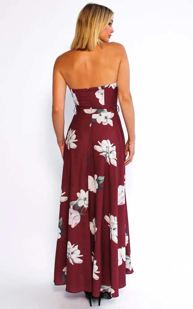 Tamra Maxi Dress - Burgundy Floral