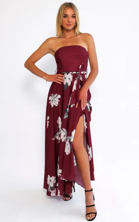 Tamra Maxi Dress - Burgundy Floral