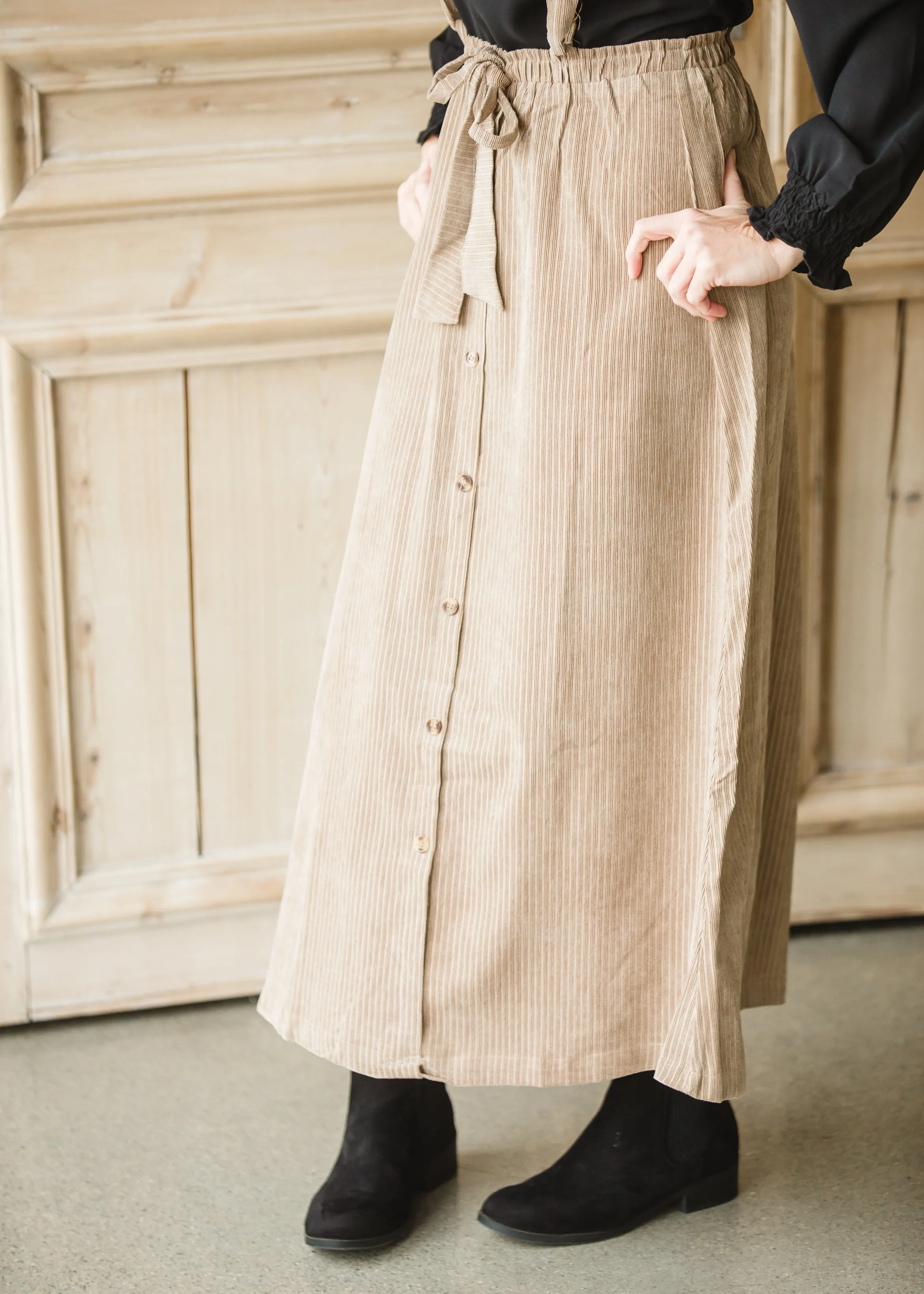 Tan Button Front Adjustable Jumper Dress - FINAL SALE