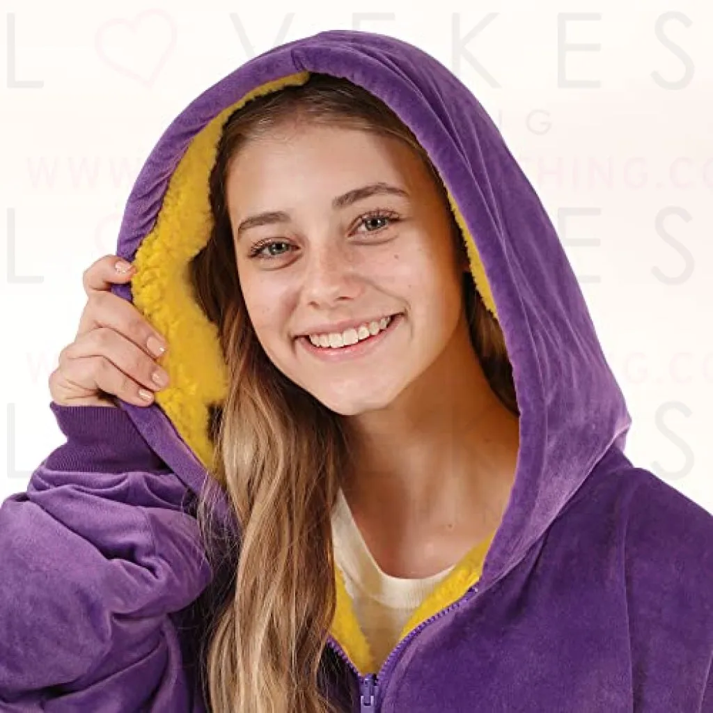 THE COMFY Original Quarter-Zip | Louisiana State University Logo & Insignia | Oversized Microfiber & Sherpa Wearable Blanket with Zipper, Seen On Shark Tank, One Size Fits All