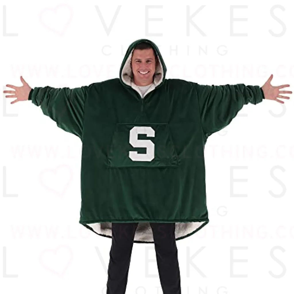 THE COMFY Original Quarter-Zip | Michigan State University Logo & Insignia | Oversized Microfiber & Sherpa Wearable Blanket with Zipper, Seen On Shark Tank, One Size Fits All