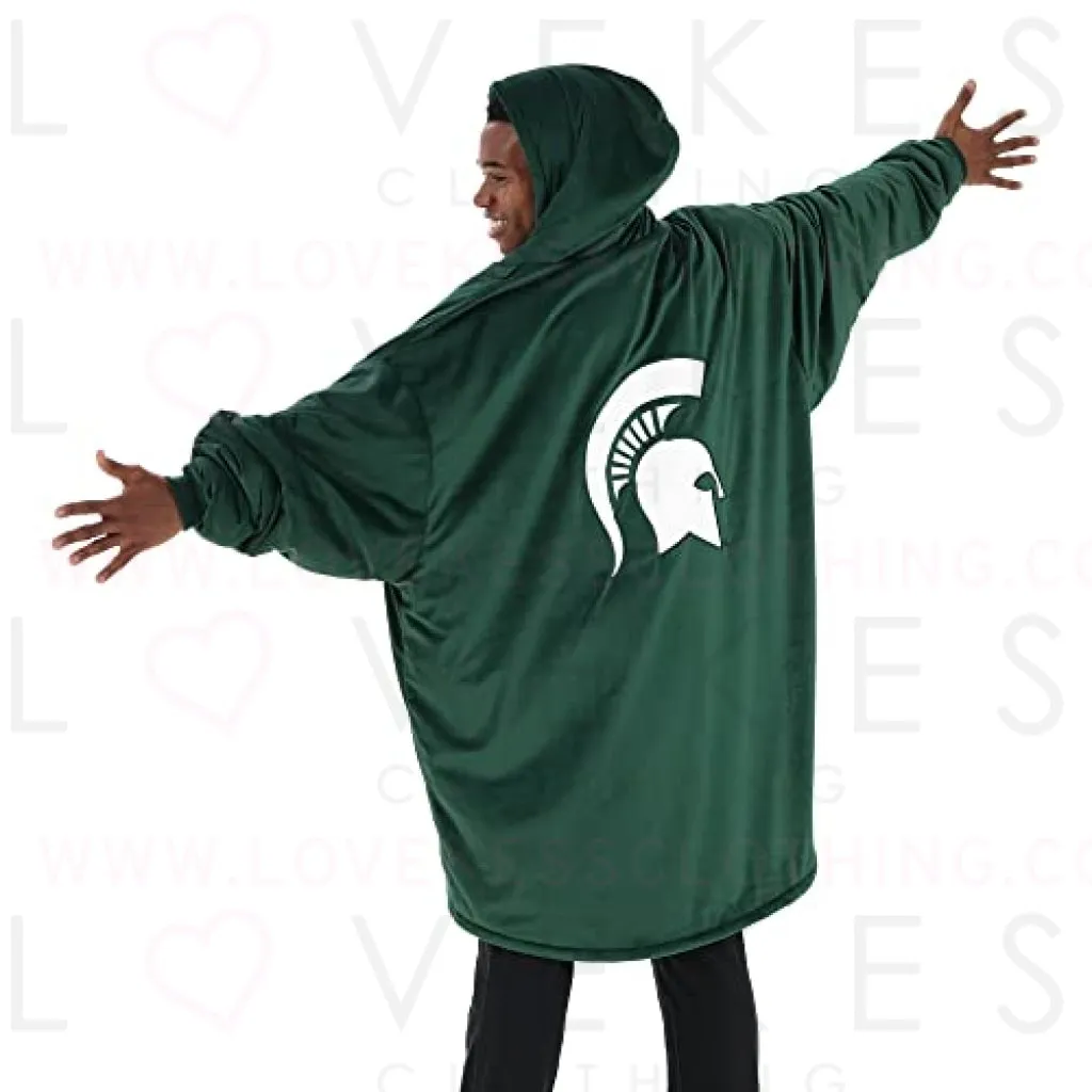 THE COMFY Original Quarter-Zip | Michigan State University Logo & Insignia | Oversized Microfiber & Sherpa Wearable Blanket with Zipper, Seen On Shark Tank, One Size Fits All